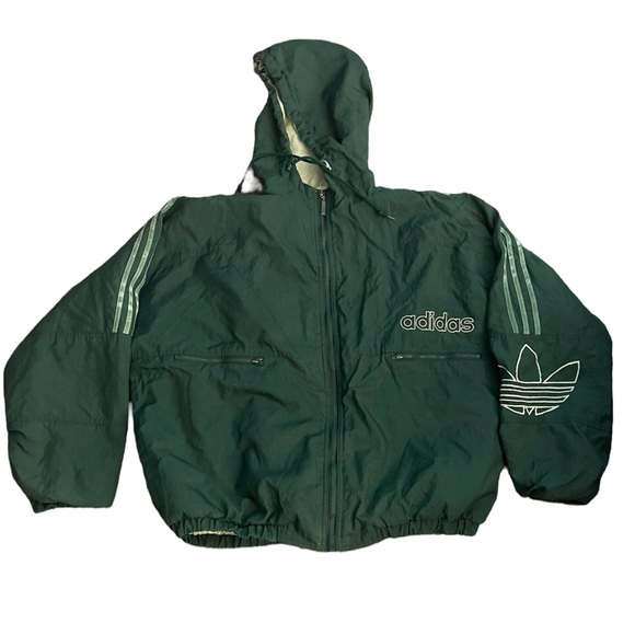 adidas Other - VINTAGE GREEN ADIDAS LINED JACKET WITH ARM EMBROIDERED LOGO